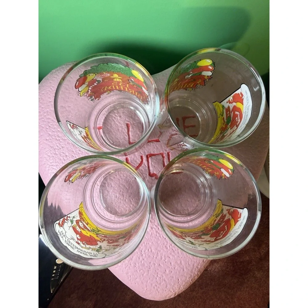 Vintage Set /4 1988 16oz Drinking Glasses Keebler‎ Elves 135th Aniversay  PROMO